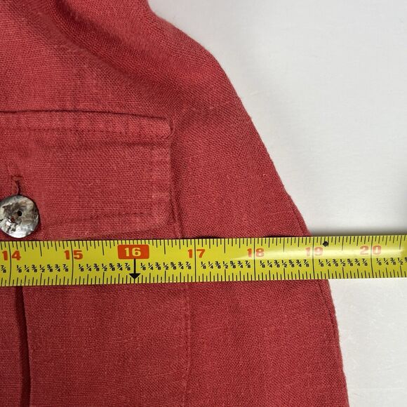Hillard & Hanson Sz 10 Linen Blend Blazer Long-Sleeve Button-Up Pastel Red - Picture 10 of 10